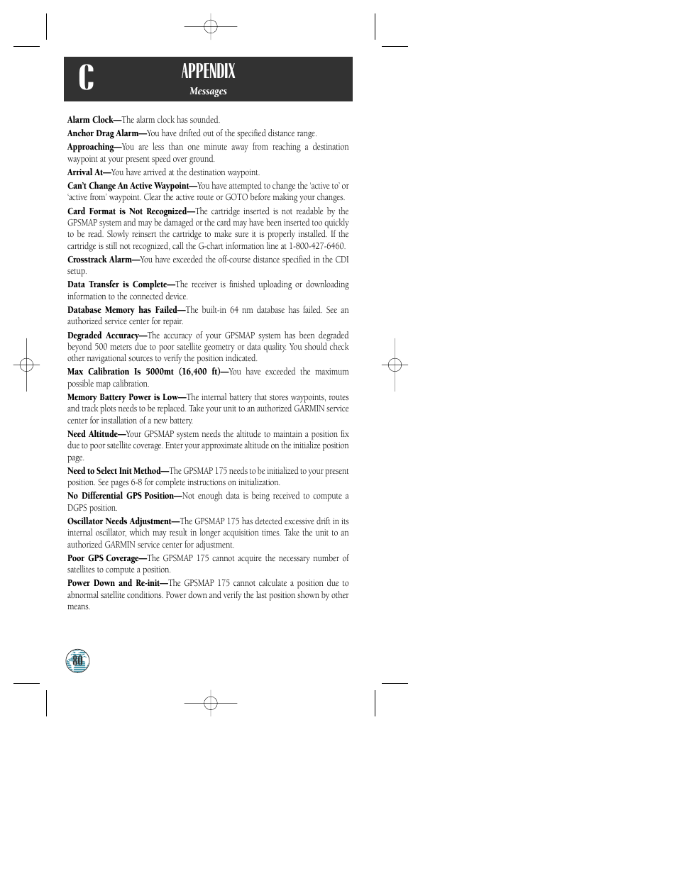 Appendix | Garmin GPSMAP 175 User Manual | Page 84 / 100