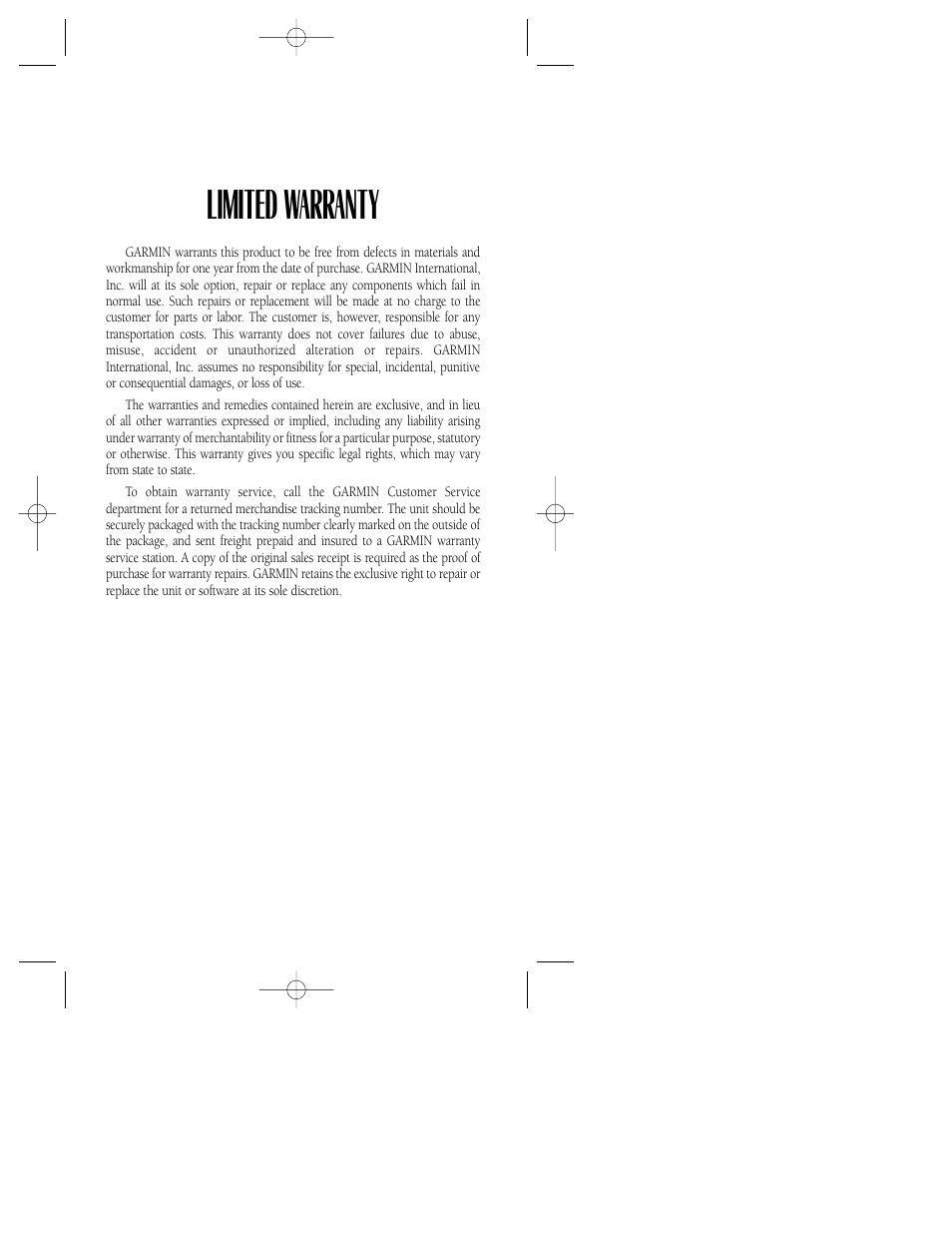 Limited warranty | Garmin GPSMAP 175 User Manual | Page 99 / 100