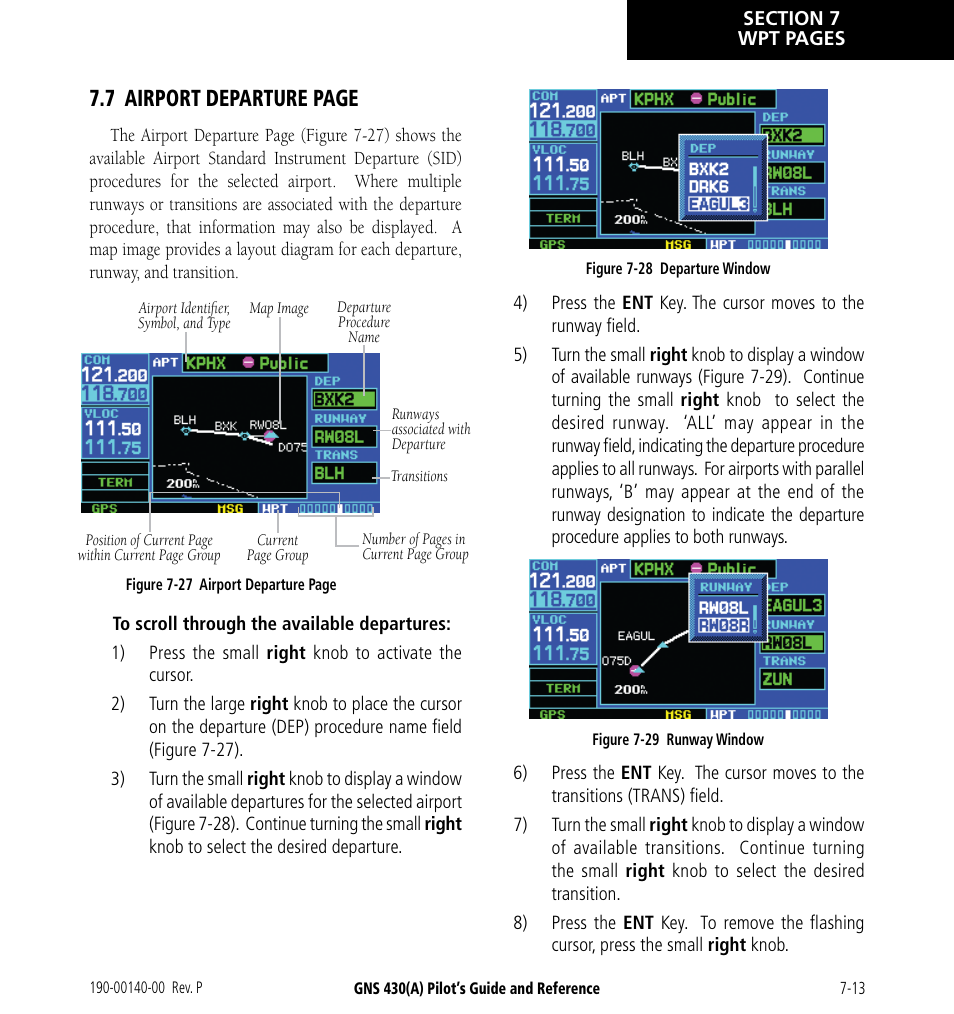 7 airport departure page | Garmin GNS 430 User Manual | Page 129 / 266