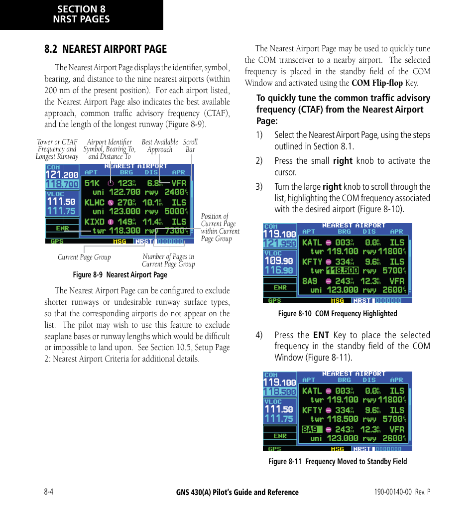 2 nearest airport page | Garmin GNS 430 User Manual | Page 144 / 266