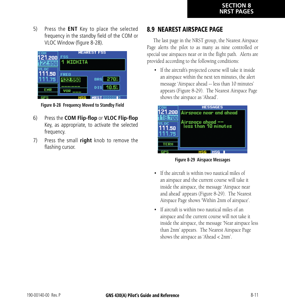 9 nearest airspace page | Garmin GNS 430 User Manual | Page 151 / 266