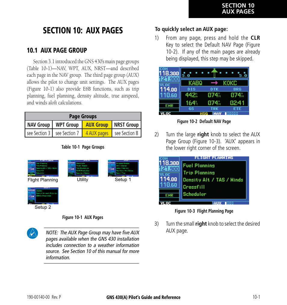 1 aux page group | Garmin GNS 430 User Manual | Page 159 / 266