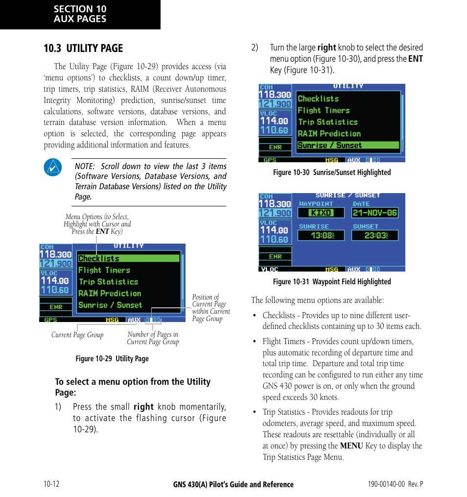 3 utility page | Garmin GNS 430 User Manual | Page 170 / 266