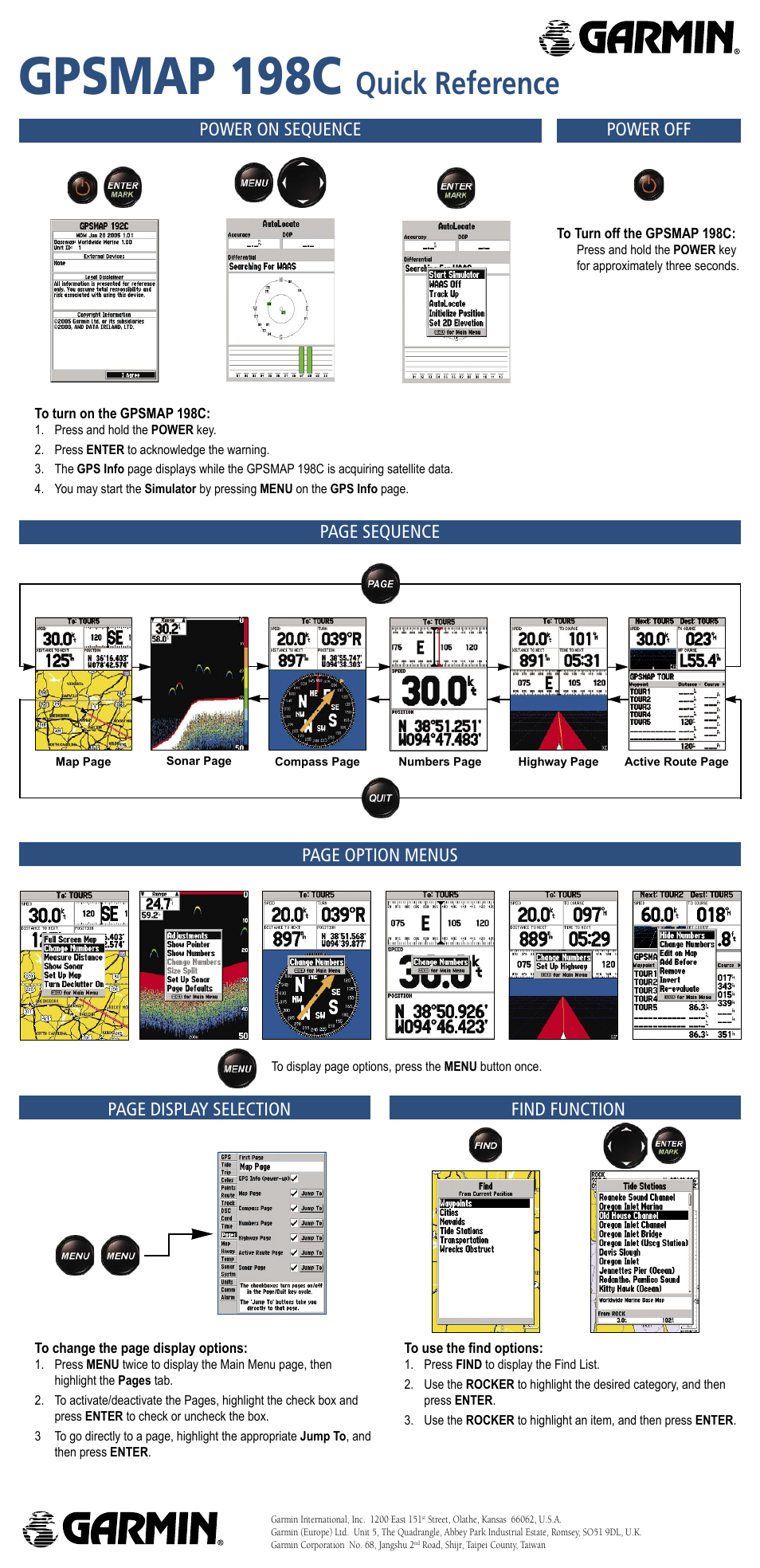 Garmin GPSMAP 198C Sounder User Manual | 2 pages