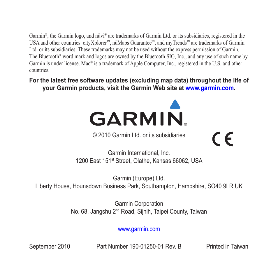 Garmin nuvi 2250LT User Manual | Page 12 / 12