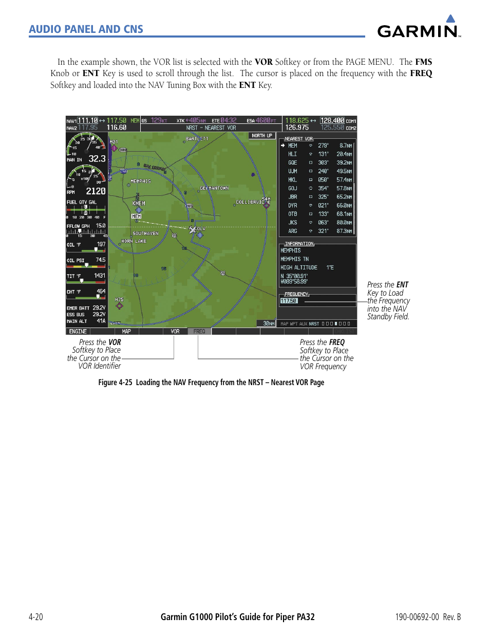 Audio panel and cns | Garmin G1000 Piper PA32 User Manual | Page 114 / 450