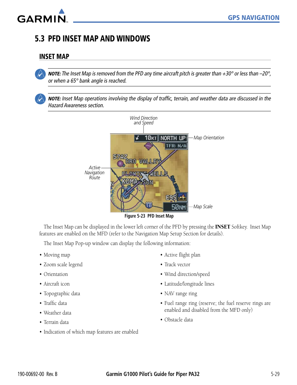 3 pfd inset map and windows, Inset map, 3 pfd inset map and windows -29 | Garmin G1000 Piper PA32 User Manual | Page 163 / 450