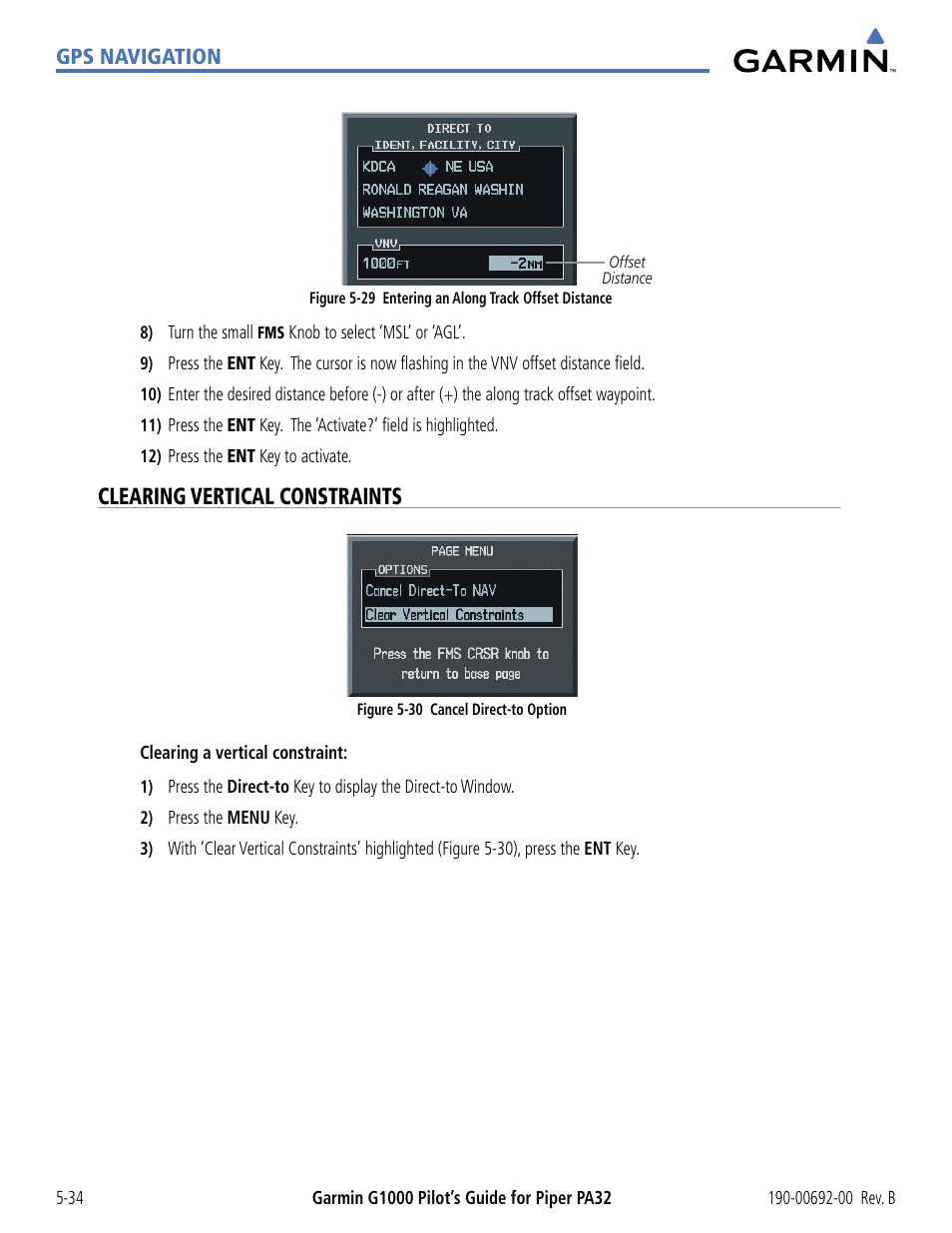 Clearing vertical constraints | Garmin G1000 Piper PA32 User Manual | Page 168 / 450