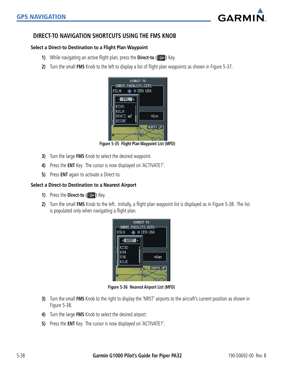 Garmin G1000 Piper PA32 User Manual | Page 172 / 450