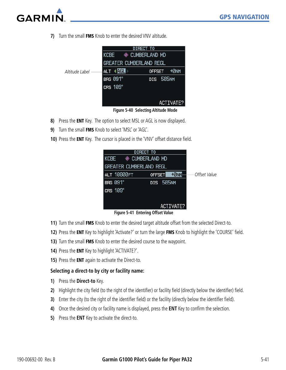 Gps navigation | Garmin G1000 Piper PA32 User Manual | Page 175 / 450