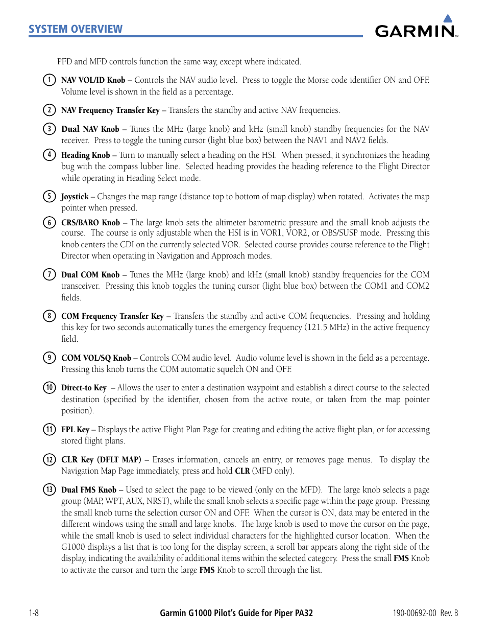 System overview | Garmin G1000 Piper PA32 User Manual | Page 18 / 450