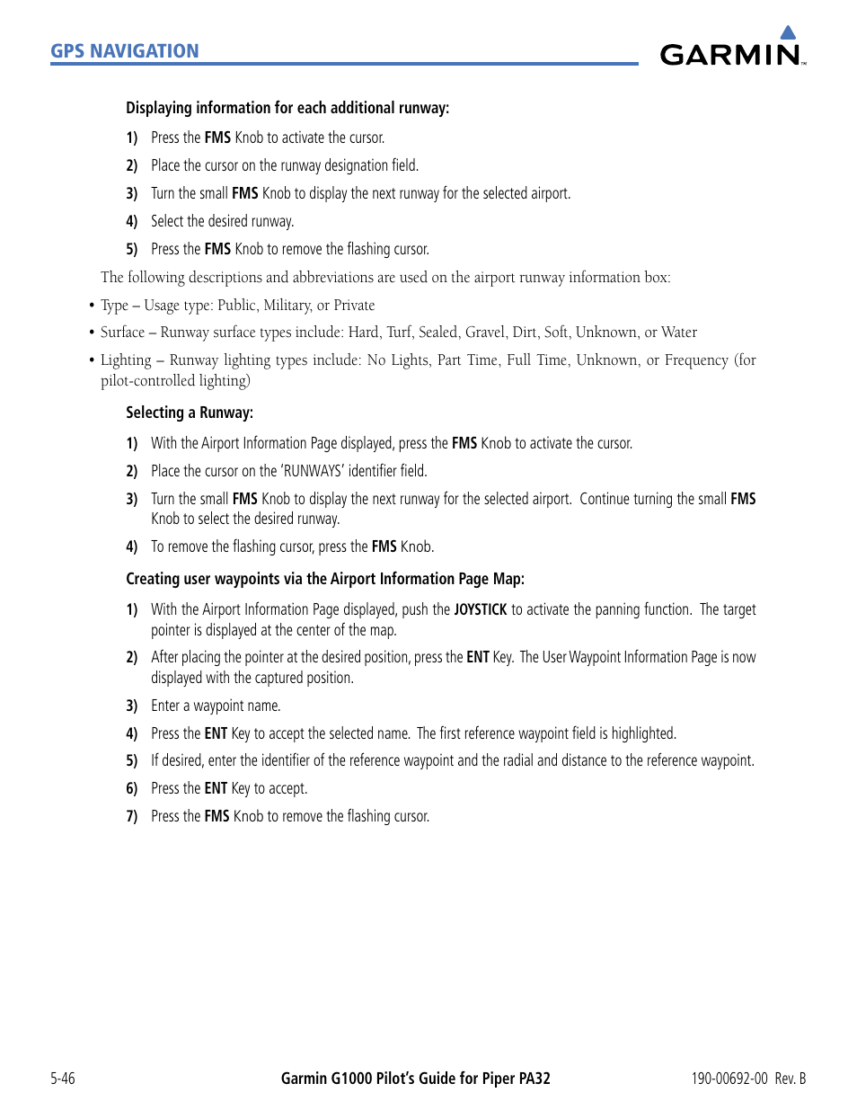 Garmin G1000 Piper PA32 User Manual | Page 180 / 450
