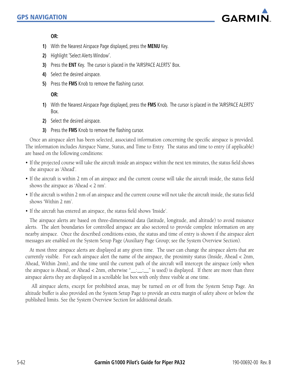 Garmin G1000 Piper PA32 User Manual | Page 196 / 450
