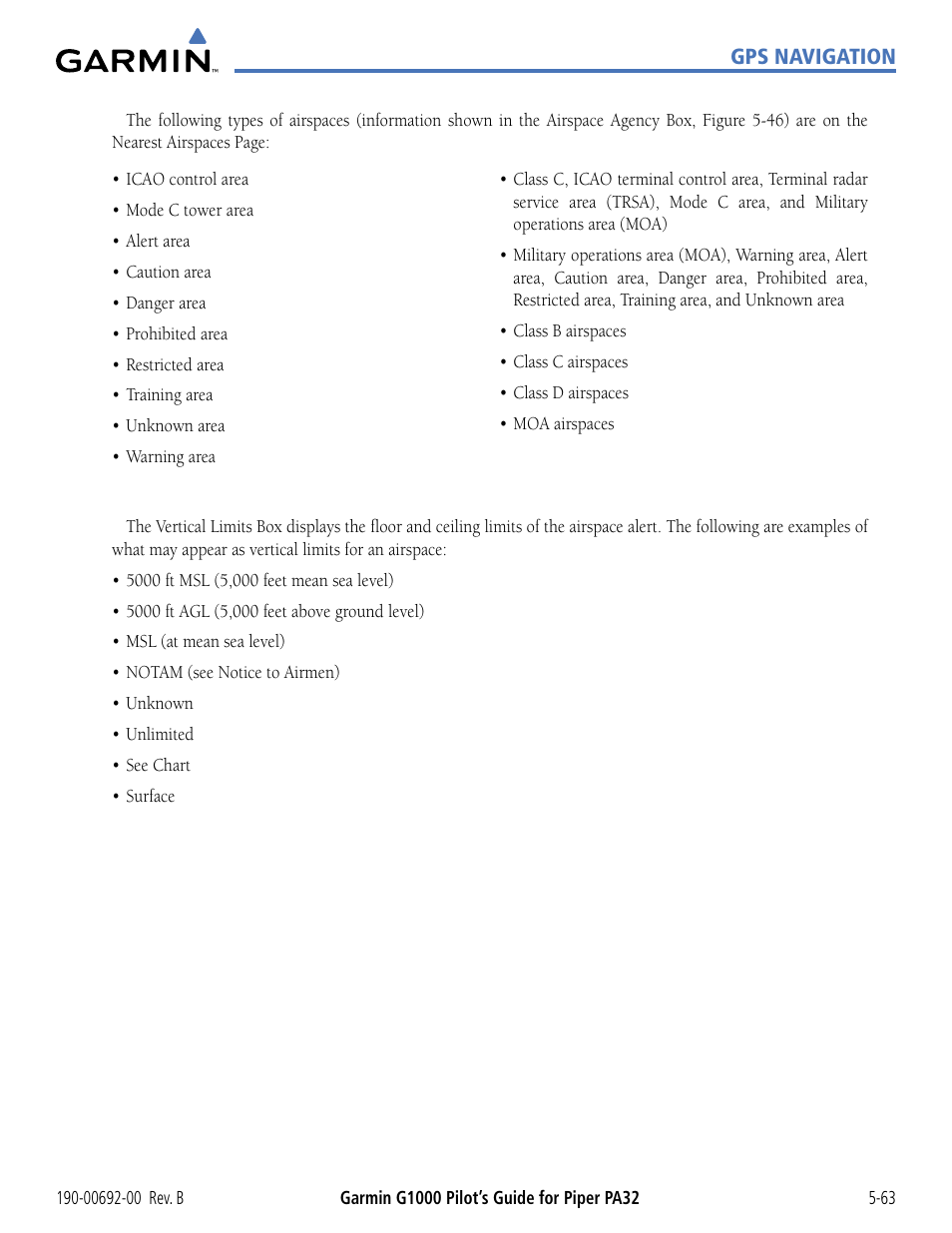 Garmin G1000 Piper PA32 User Manual | Page 197 / 450