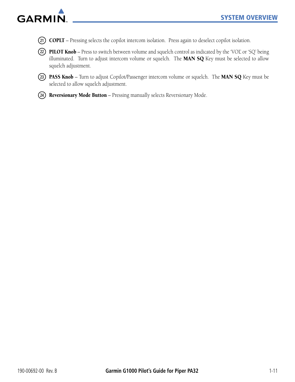 System overview | Garmin G1000 Piper PA32 User Manual | Page 21 / 450