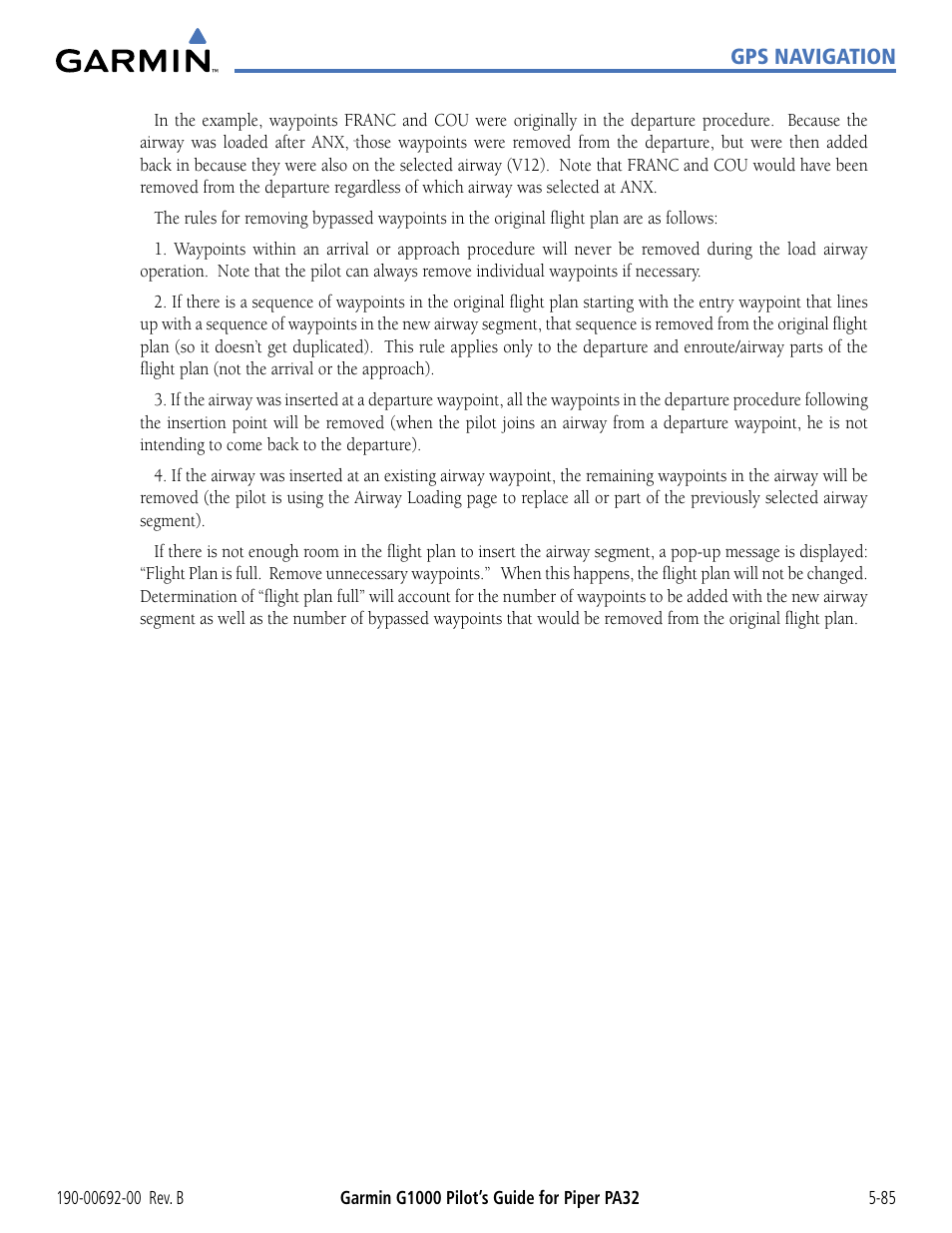 Garmin G1000 Piper PA32 User Manual | Page 219 / 450