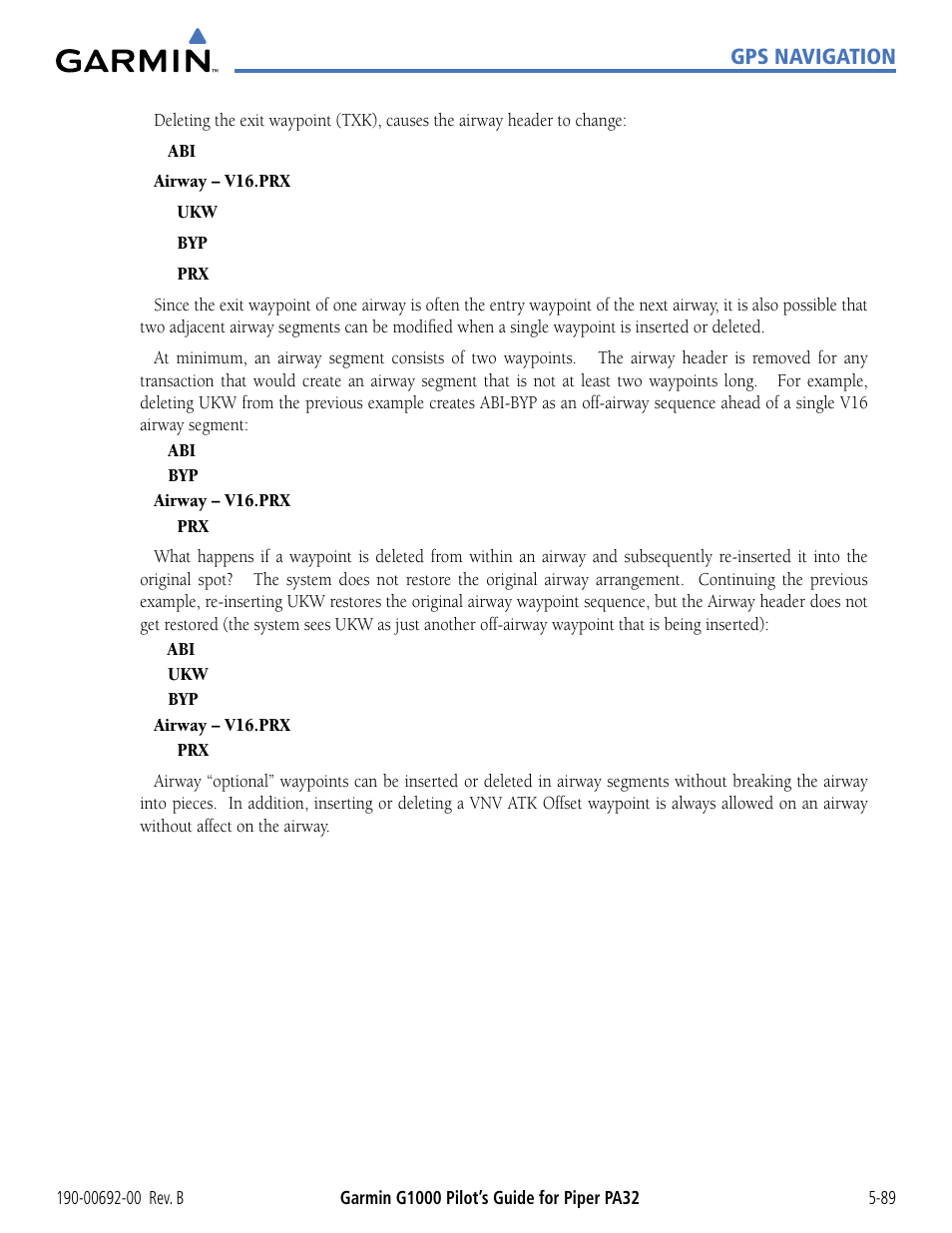 Garmin G1000 Piper PA32 User Manual | Page 223 / 450
