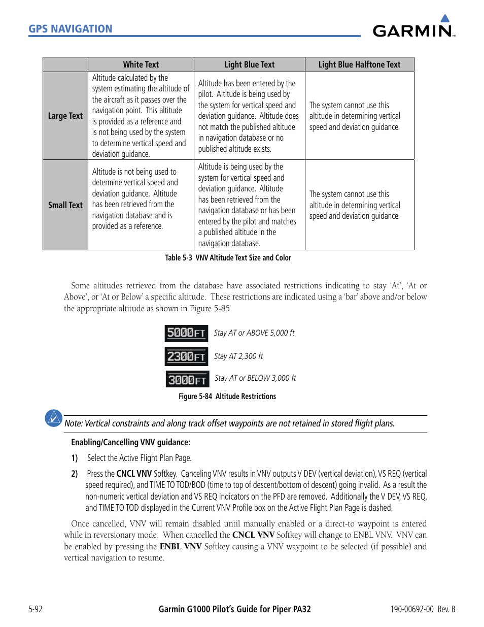 Gps navigation | Garmin G1000 Piper PA32 User Manual | Page 226 / 450