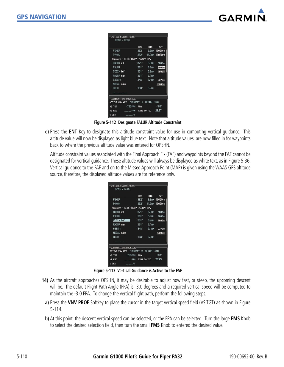 Garmin G1000 Piper PA32 User Manual | Page 244 / 450
