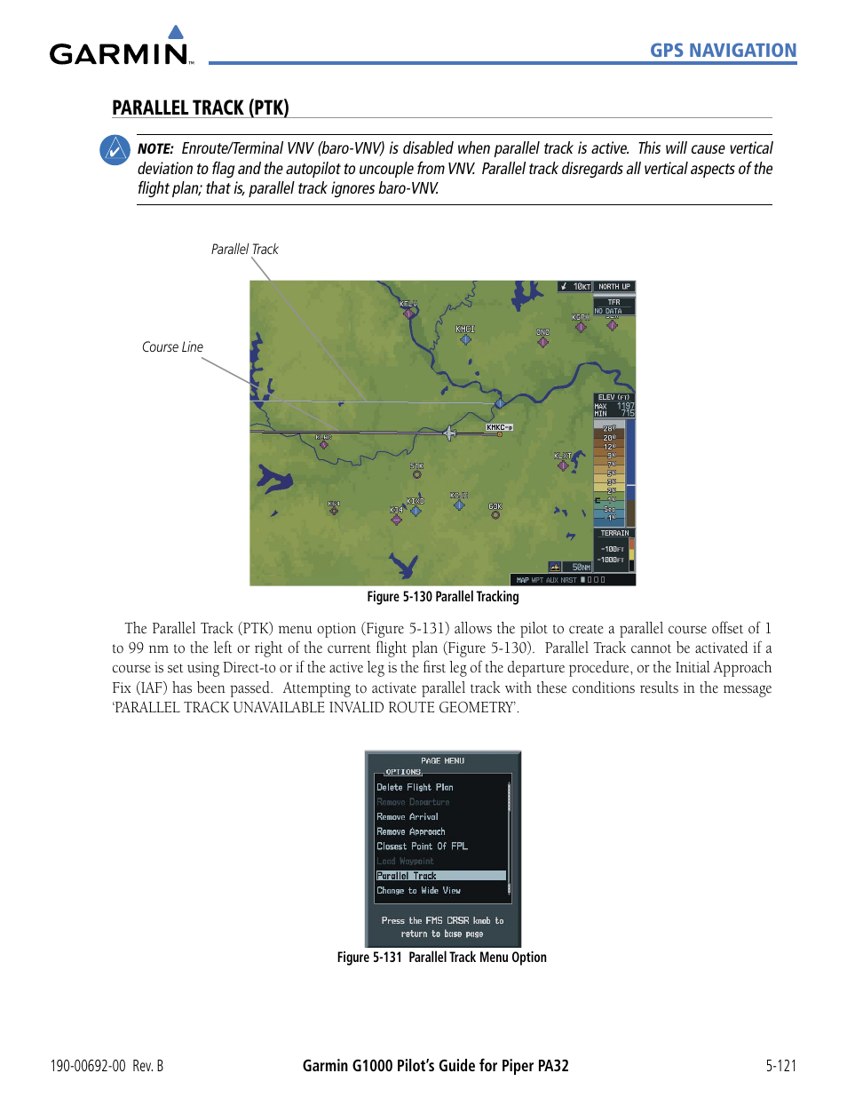 Parallel track (ptk) | Garmin G1000 Piper PA32 User Manual | Page 255 / 450