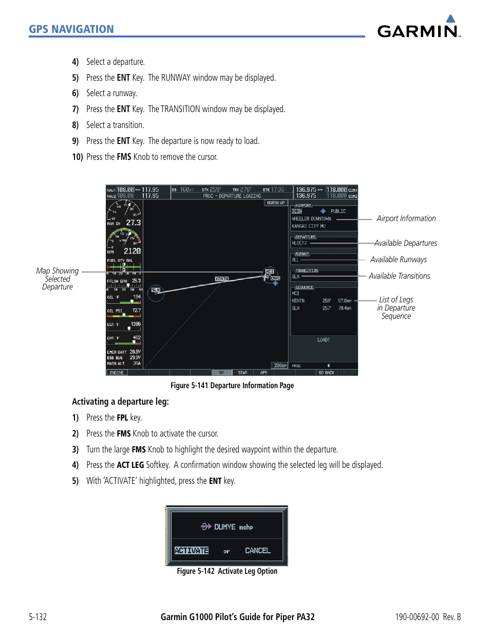 Gps navigation | Garmin G1000 Piper PA32 User Manual | Page 266 / 450