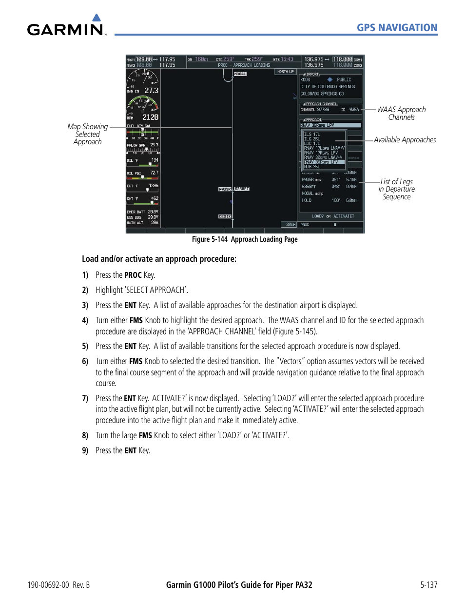 Gps navigation | Garmin G1000 Piper PA32 User Manual | Page 271 / 450