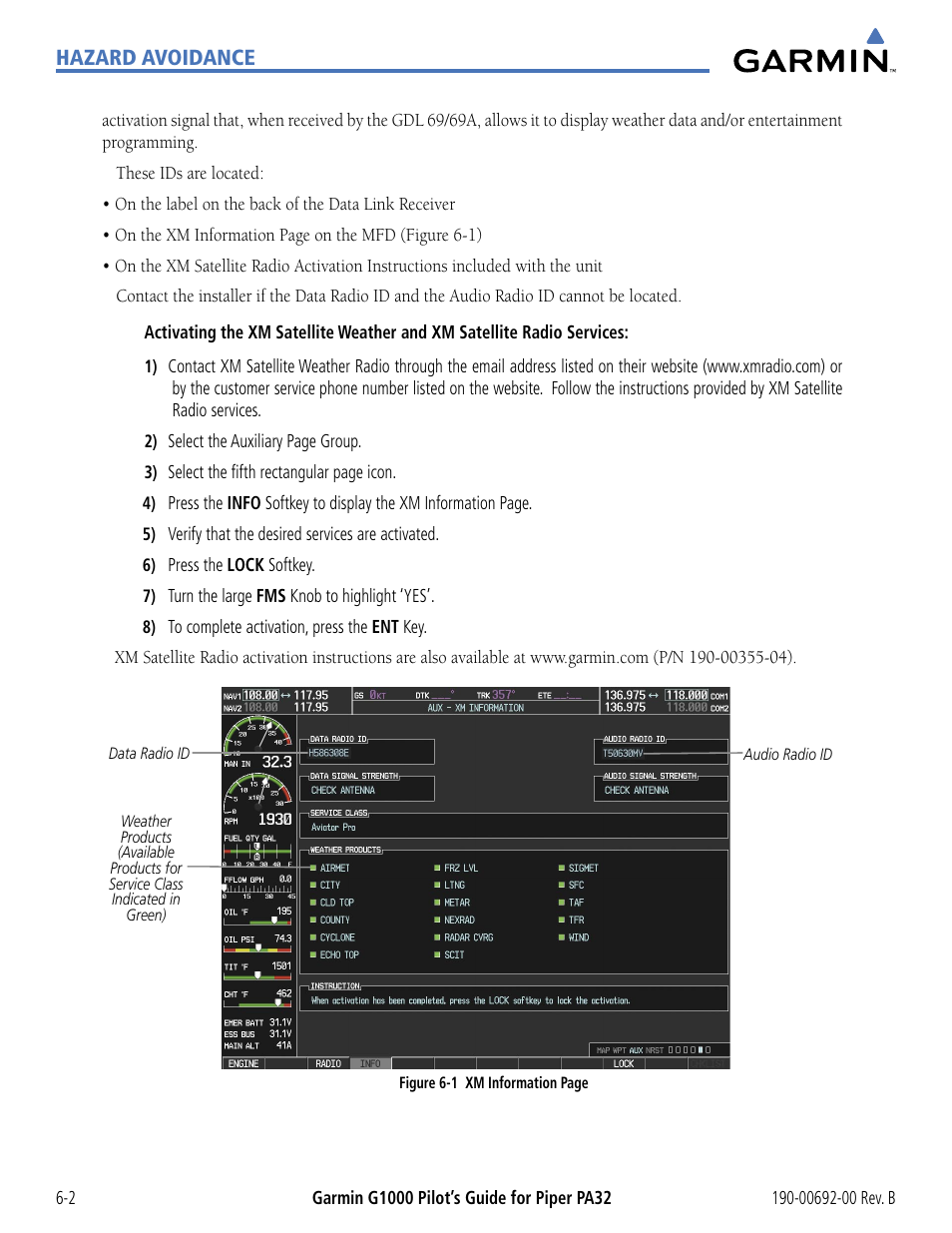 Hazard avoidance | Garmin G1000 Piper PA32 User Manual | Page 282 / 450