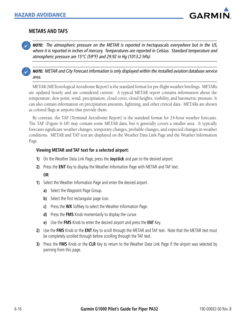 Garmin G1000 Piper PA32 User Manual | Page 296 / 450