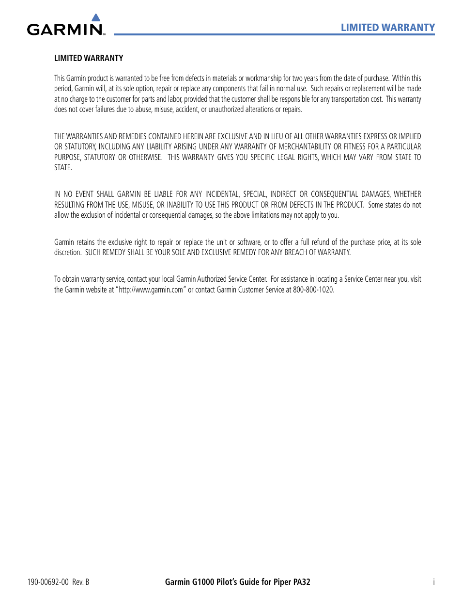 Garmin G1000 Piper PA32 User Manual | Page 3 / 450