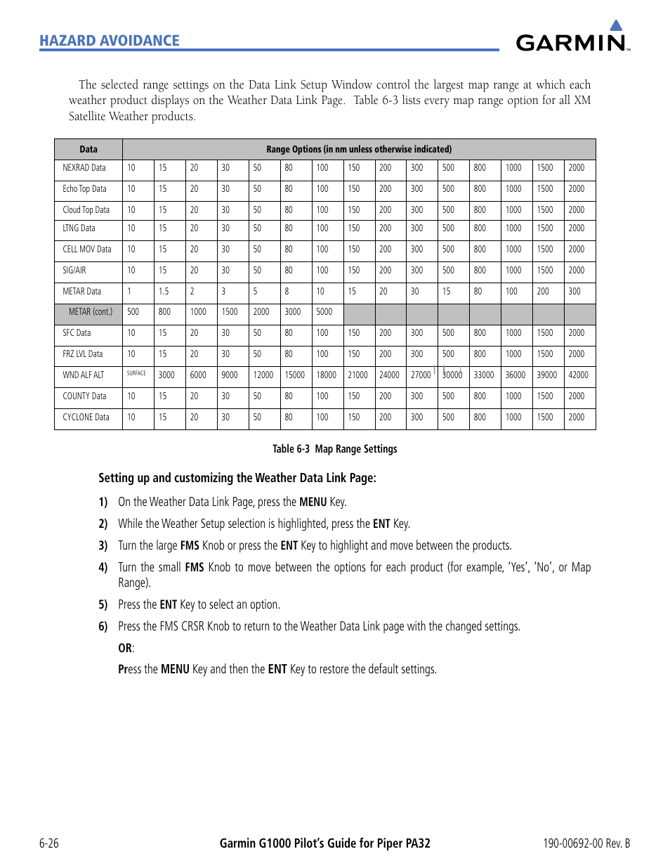 Hazard avoidance | Garmin G1000 Piper PA32 User Manual | Page 306 / 450