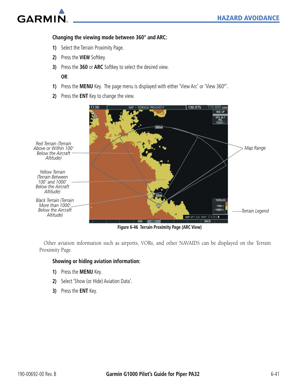 Hazard avoidance | Garmin G1000 Piper PA32 User Manual | Page 321 / 450