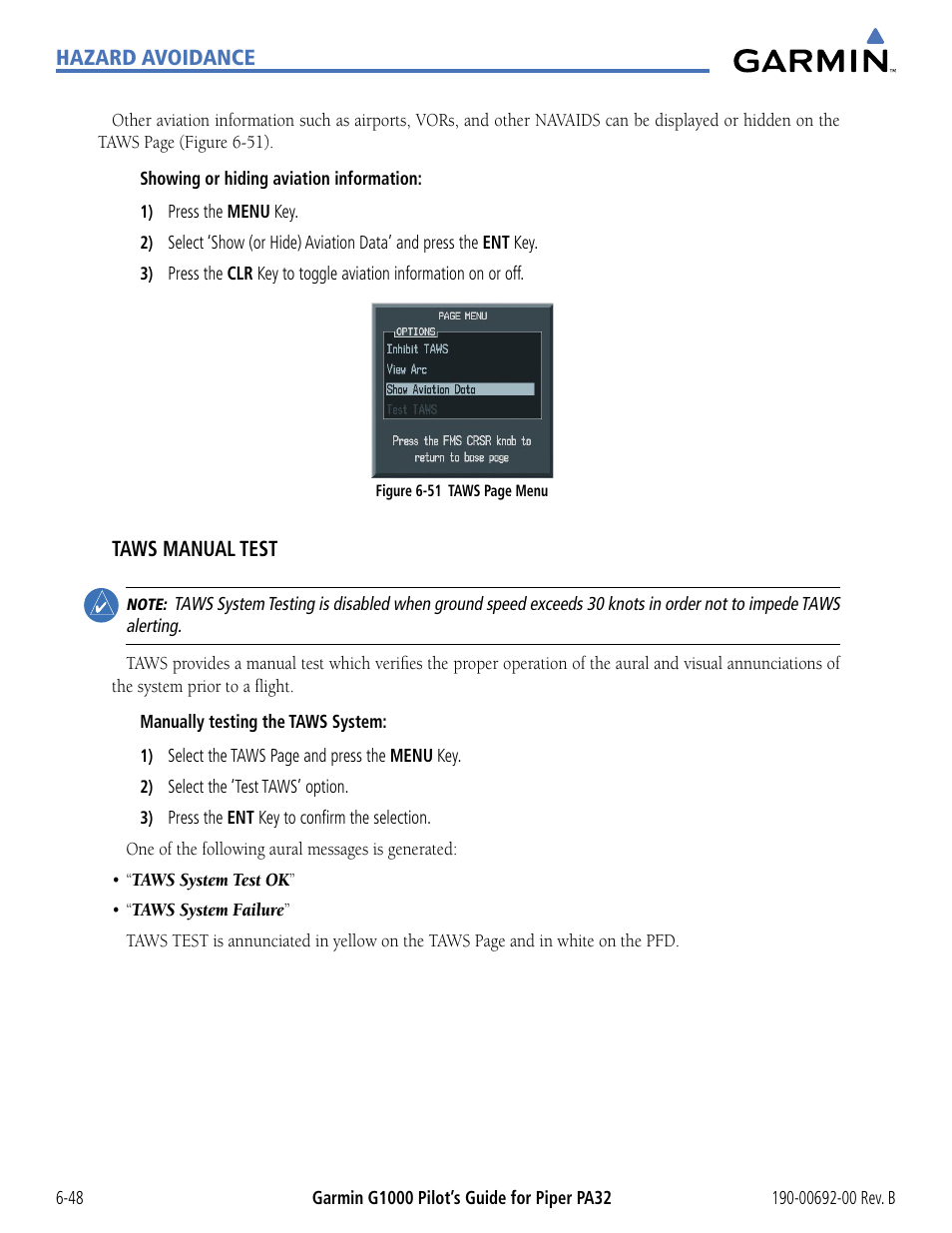 Garmin G1000 Piper PA32 User Manual | Page 328 / 450