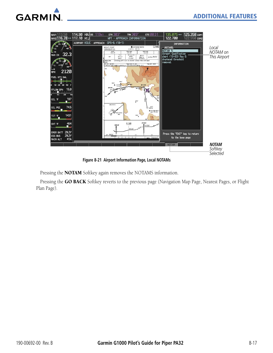 Additional features | Garmin G1000 Piper PA32 User Manual | Page 369 / 450