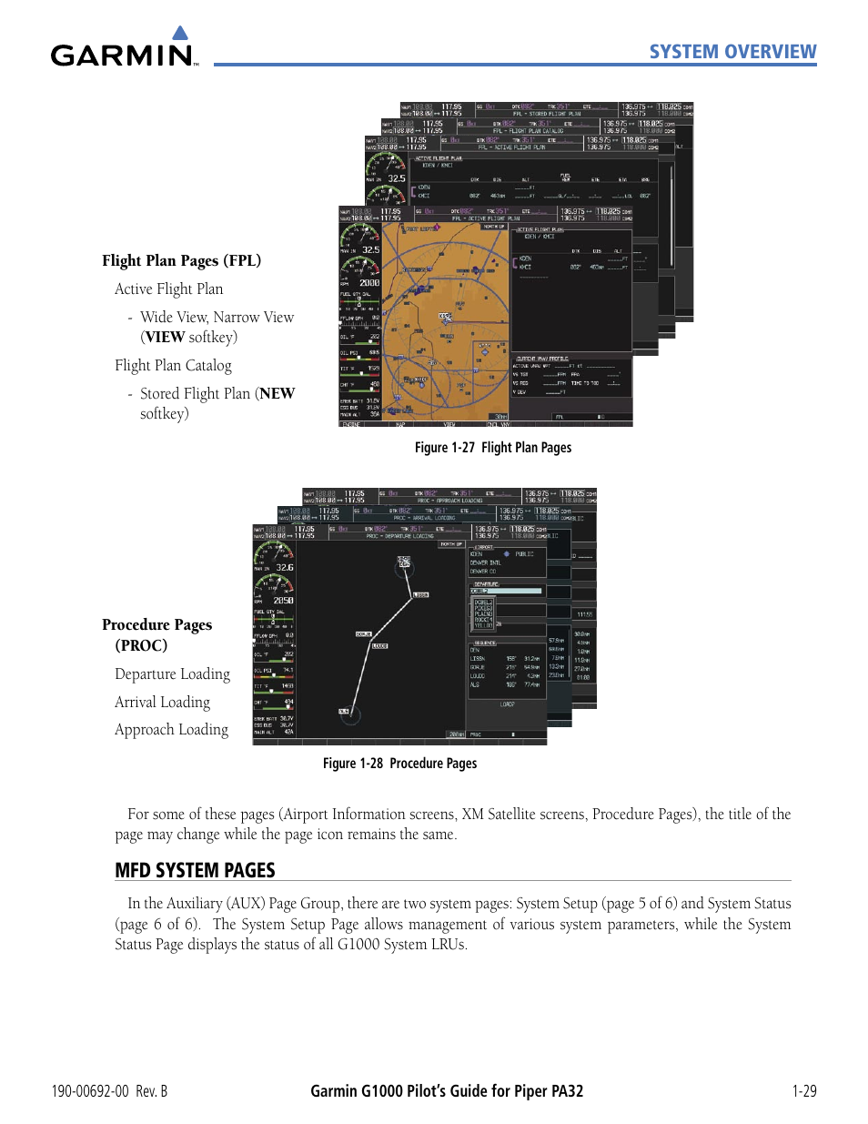 Mfd system pages | Garmin G1000 Piper PA32 User Manual | Page 39 / 450