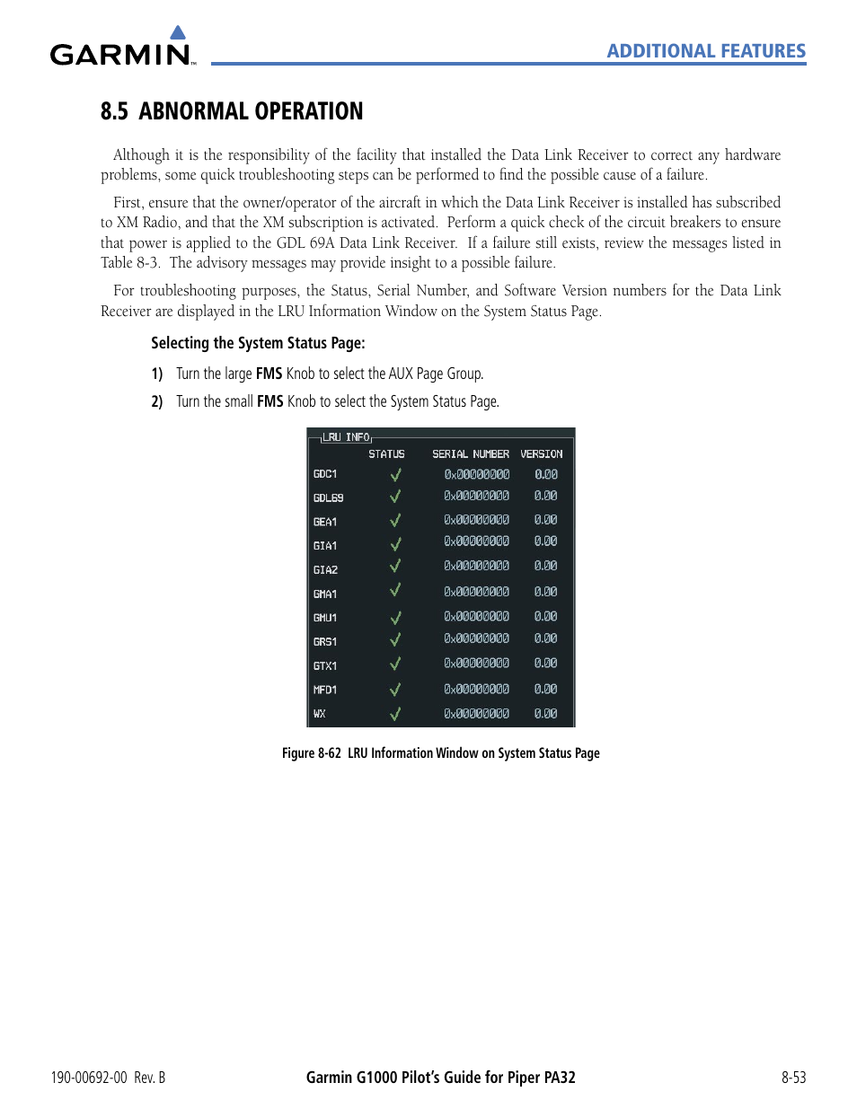 5 abnormal operation, 5 abnormal operation -53 | Garmin G1000 Piper PA32 User Manual | Page 405 / 450