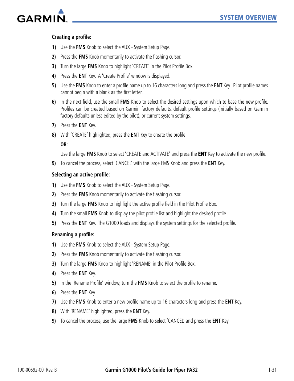 Garmin G1000 Piper PA32 User Manual | Page 41 / 450