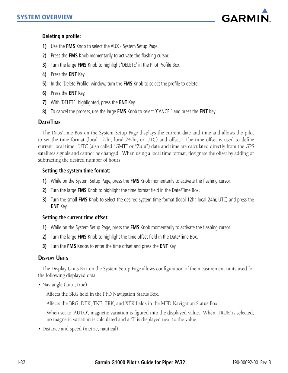 Garmin G1000 Piper PA32 User Manual | Page 42 / 450