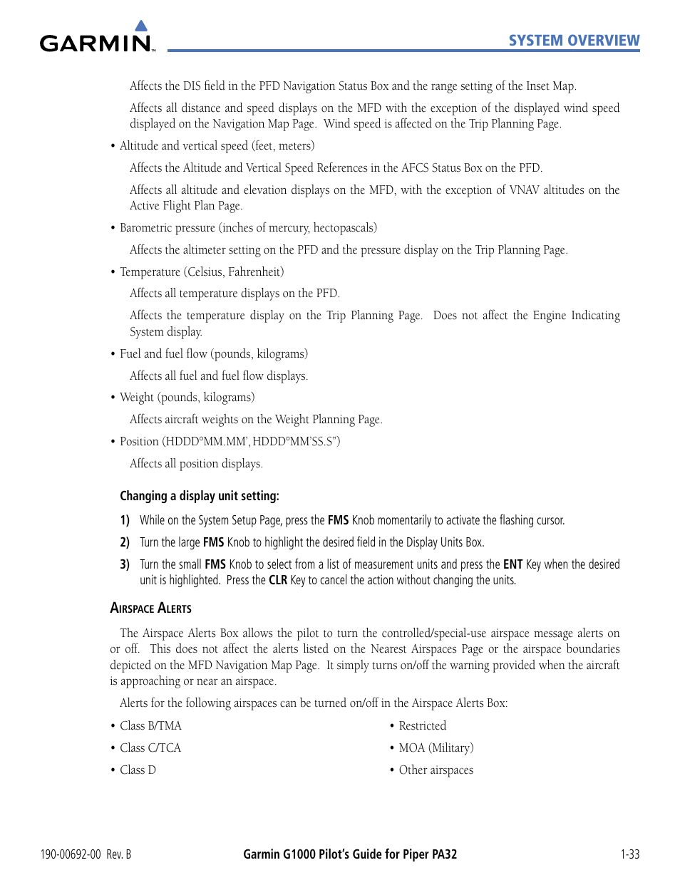 Garmin G1000 Piper PA32 User Manual | Page 43 / 450