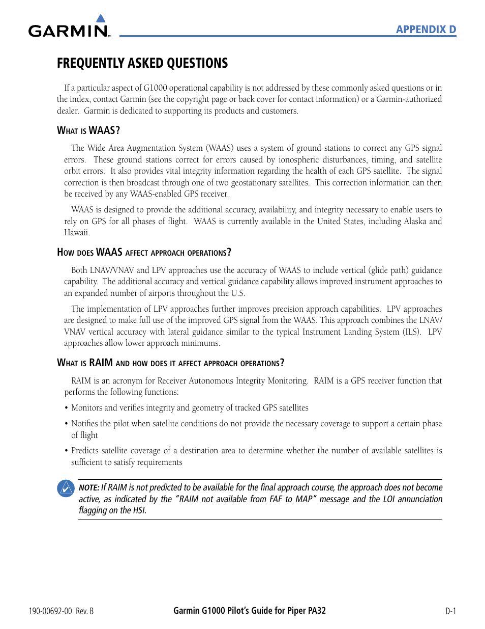Frequently asked questions | Garmin G1000 Piper PA32 User Manual | Page 433 / 450