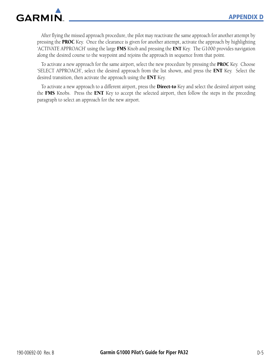 Garmin G1000 Piper PA32 User Manual | Page 437 / 450