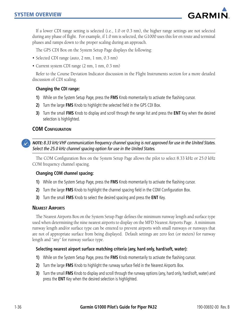 Garmin G1000 Piper PA32 User Manual | Page 46 / 450