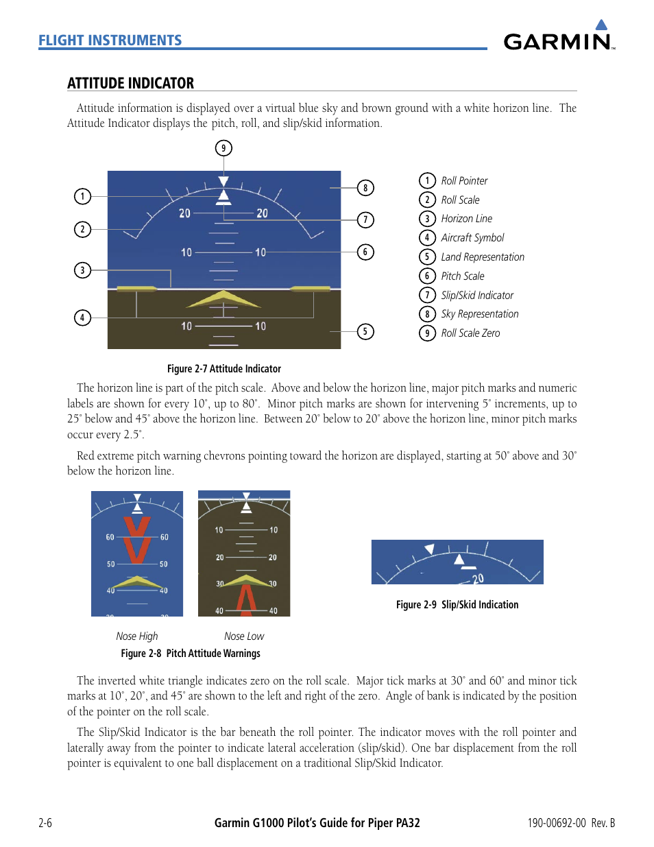 Attitude indicator, Flight instruments | Garmin G1000 Piper PA32 User Manual | Page 56 / 450