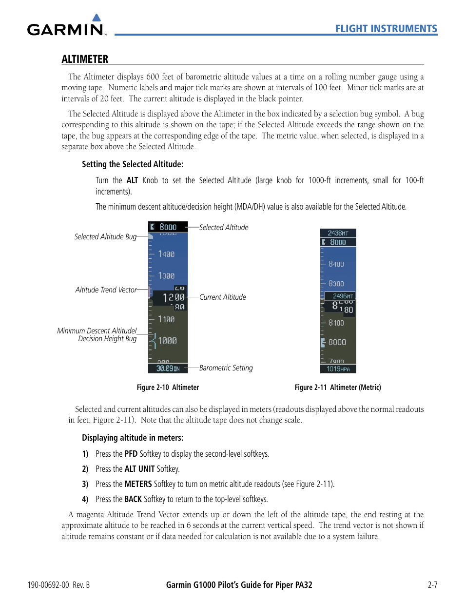 Altimeter | Garmin G1000 Piper PA32 User Manual | Page 57 / 450