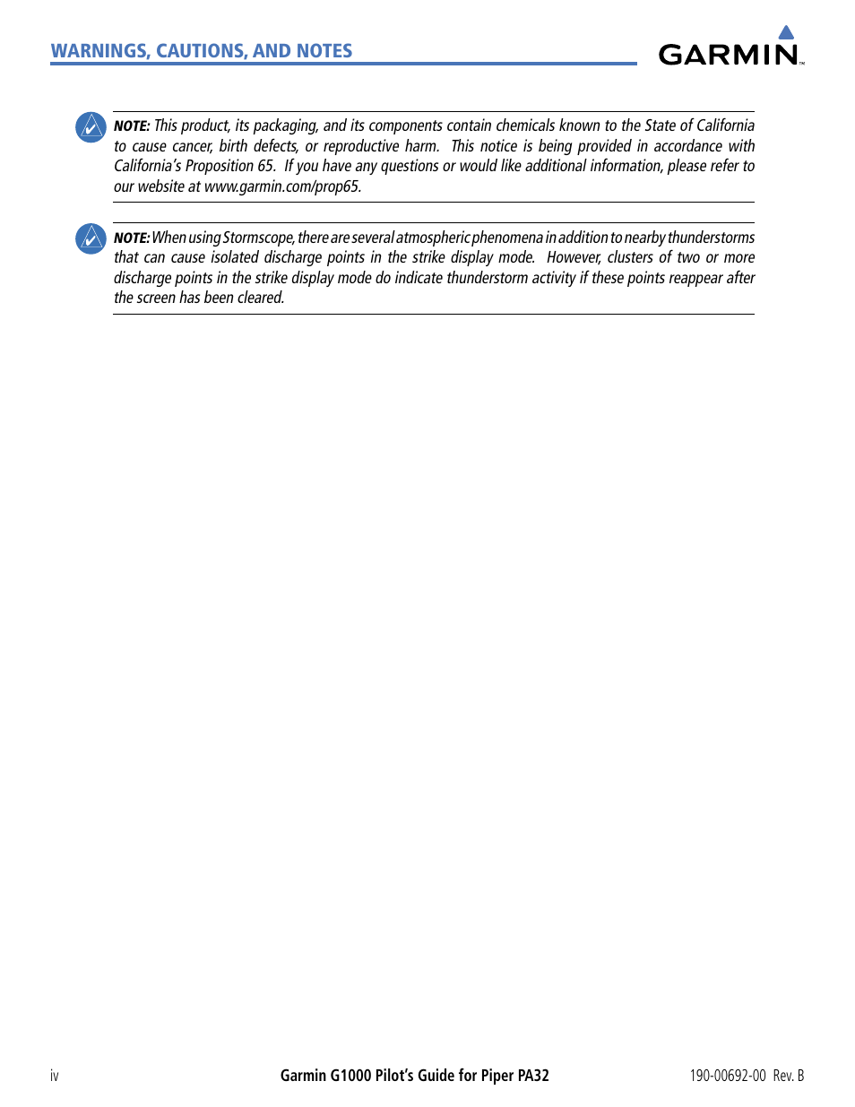 Garmin G1000 Piper PA32 User Manual | Page 6 / 450