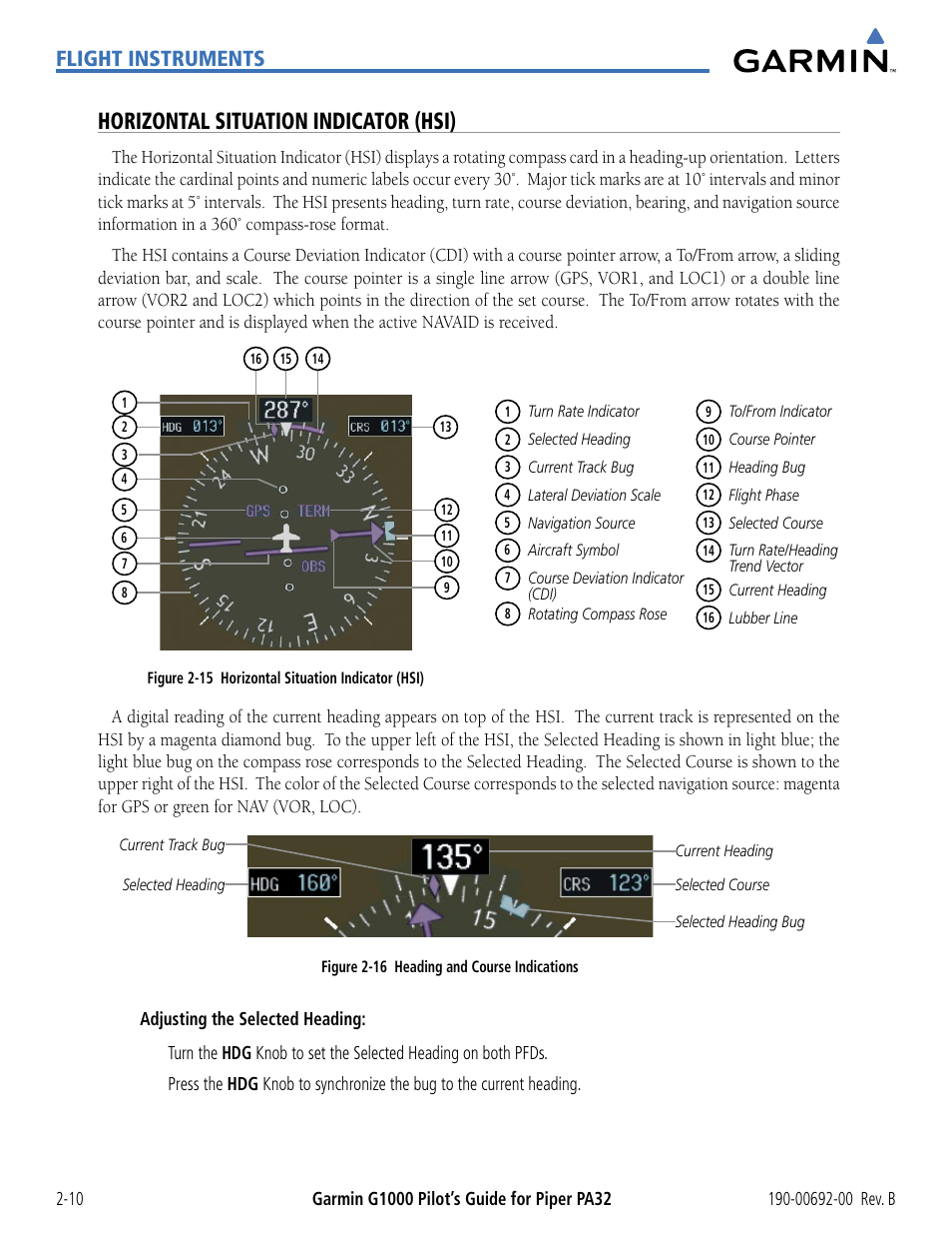 Horizontal situation indicator (hsi), Flight instruments | Garmin G1000 Piper PA32 User Manual | Page 60 / 450
