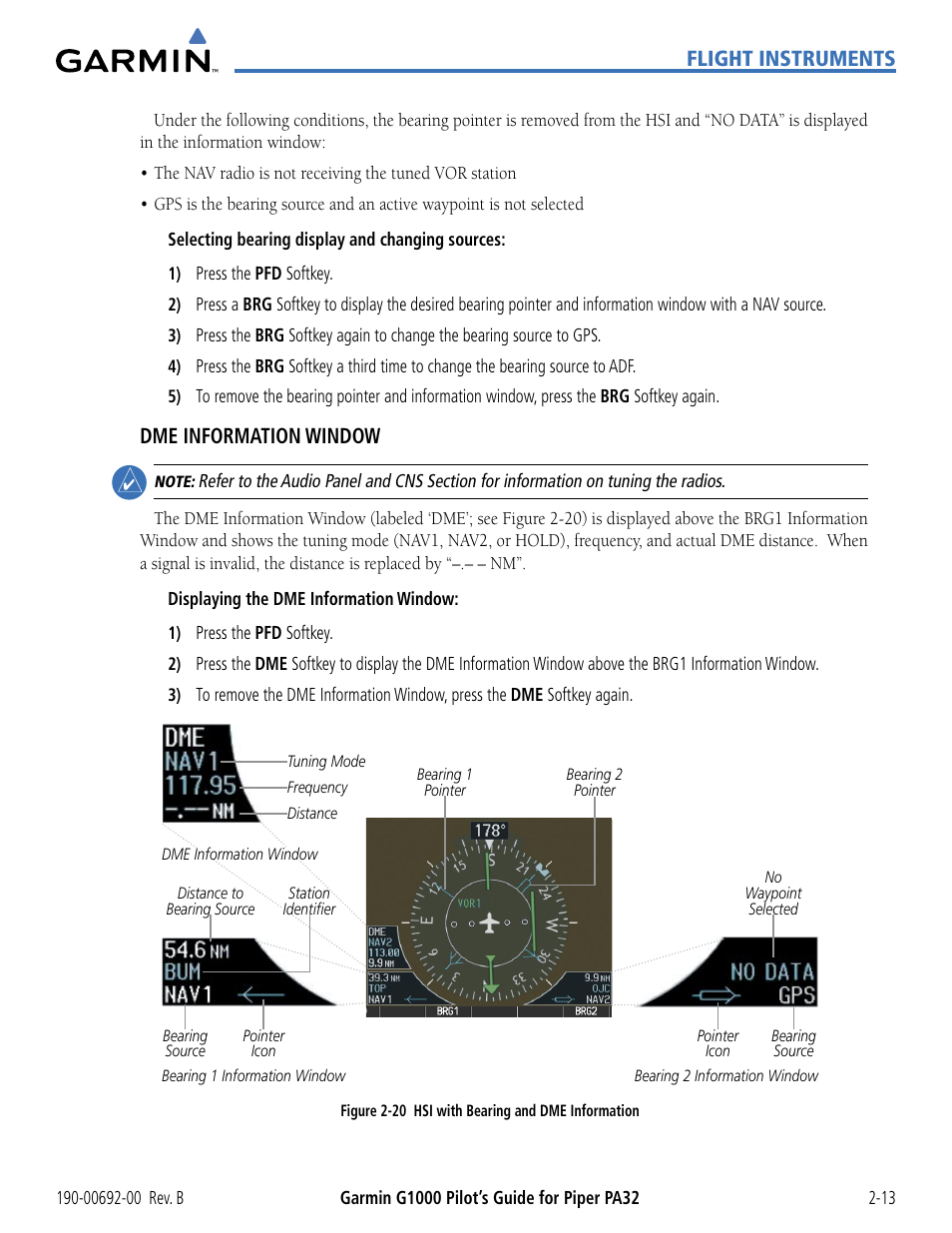 Flight instruments, Dme information window | Garmin G1000 Piper PA32 User Manual | Page 63 / 450