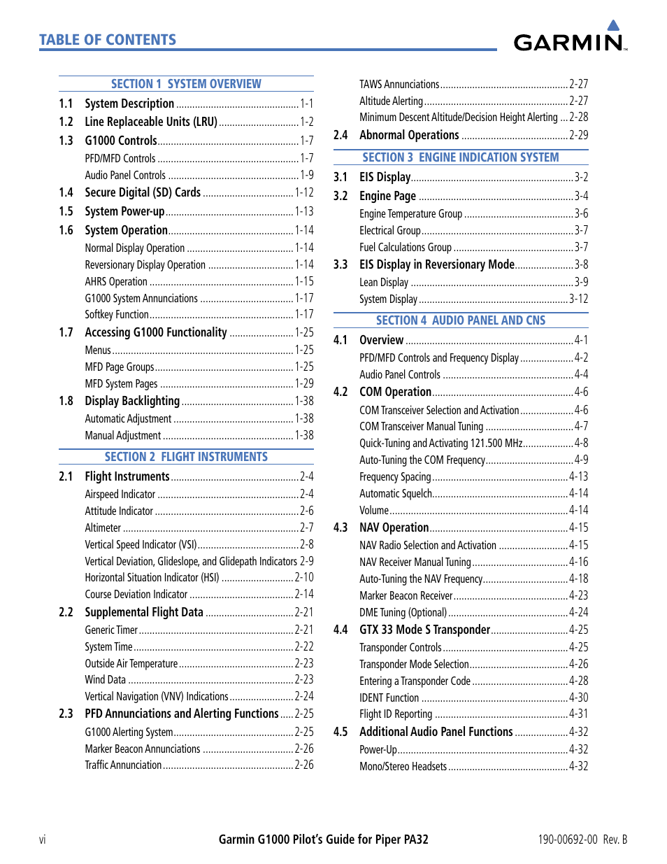 Garmin G1000 Piper PA32 User Manual | Page 8 / 450