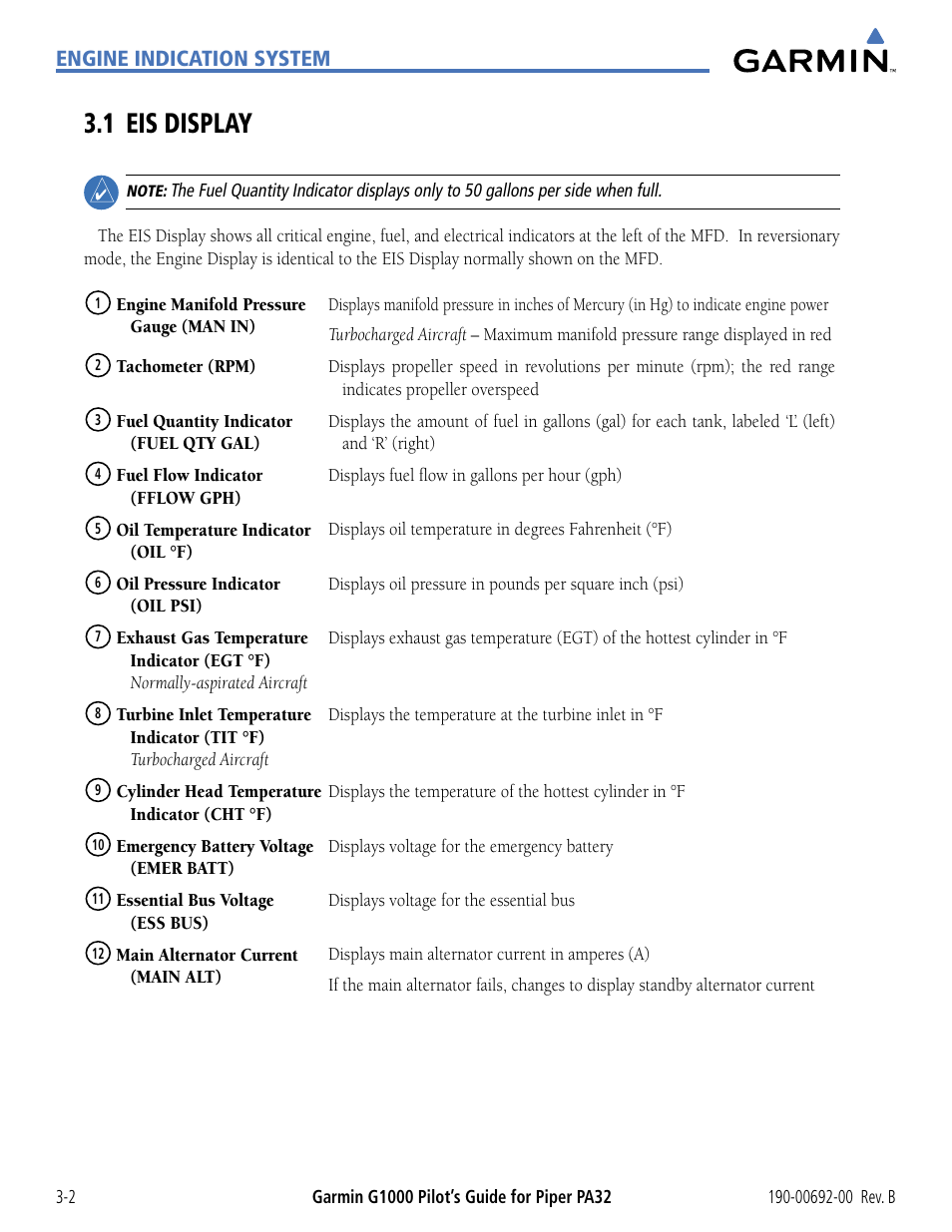 1 eis display, 1 eis display -2 | Garmin G1000 Piper PA32 User Manual | Page 82 / 450