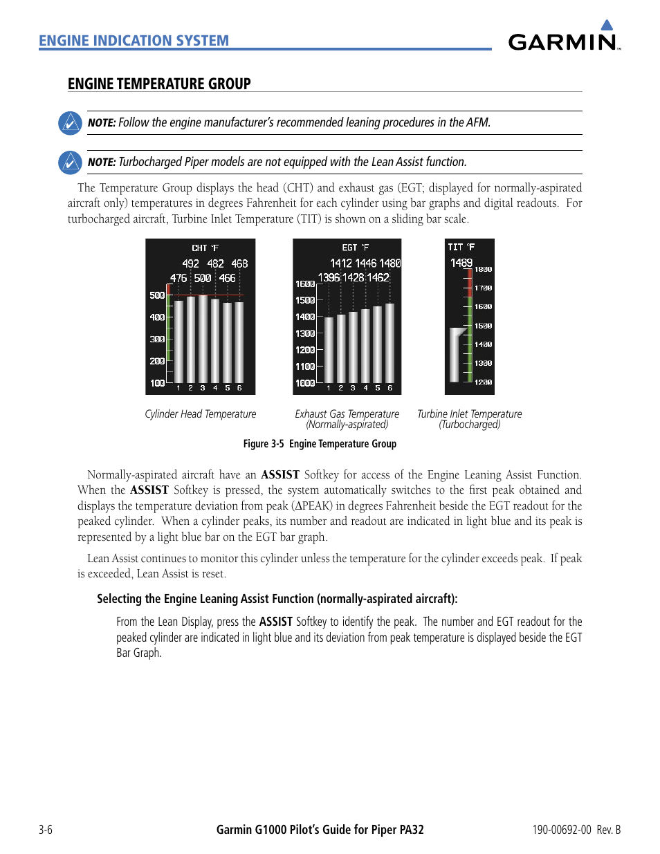 Engine temperature group | Garmin G1000 Piper PA32 User Manual | Page 86 / 450
