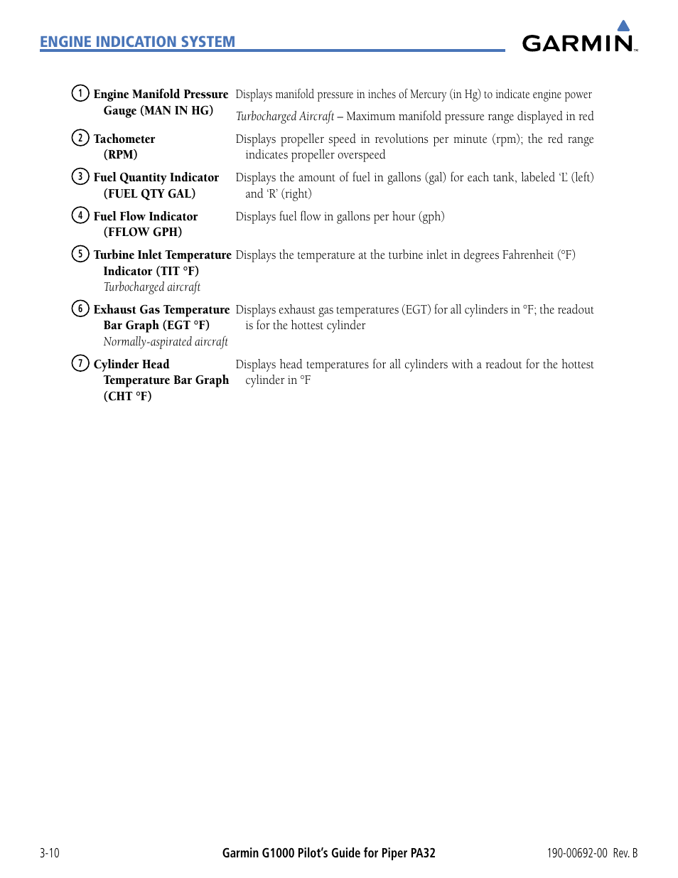 Engine indication system | Garmin G1000 Piper PA32 User Manual | Page 90 / 450